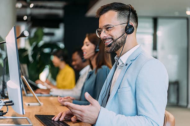 Customer service team assisting clients